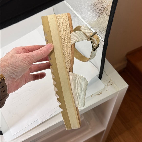 TOMS WEDGE CANVAS RUBBER SANDALS WOMENS SIZE 8. LIKE NEW - Picture 10 of 16